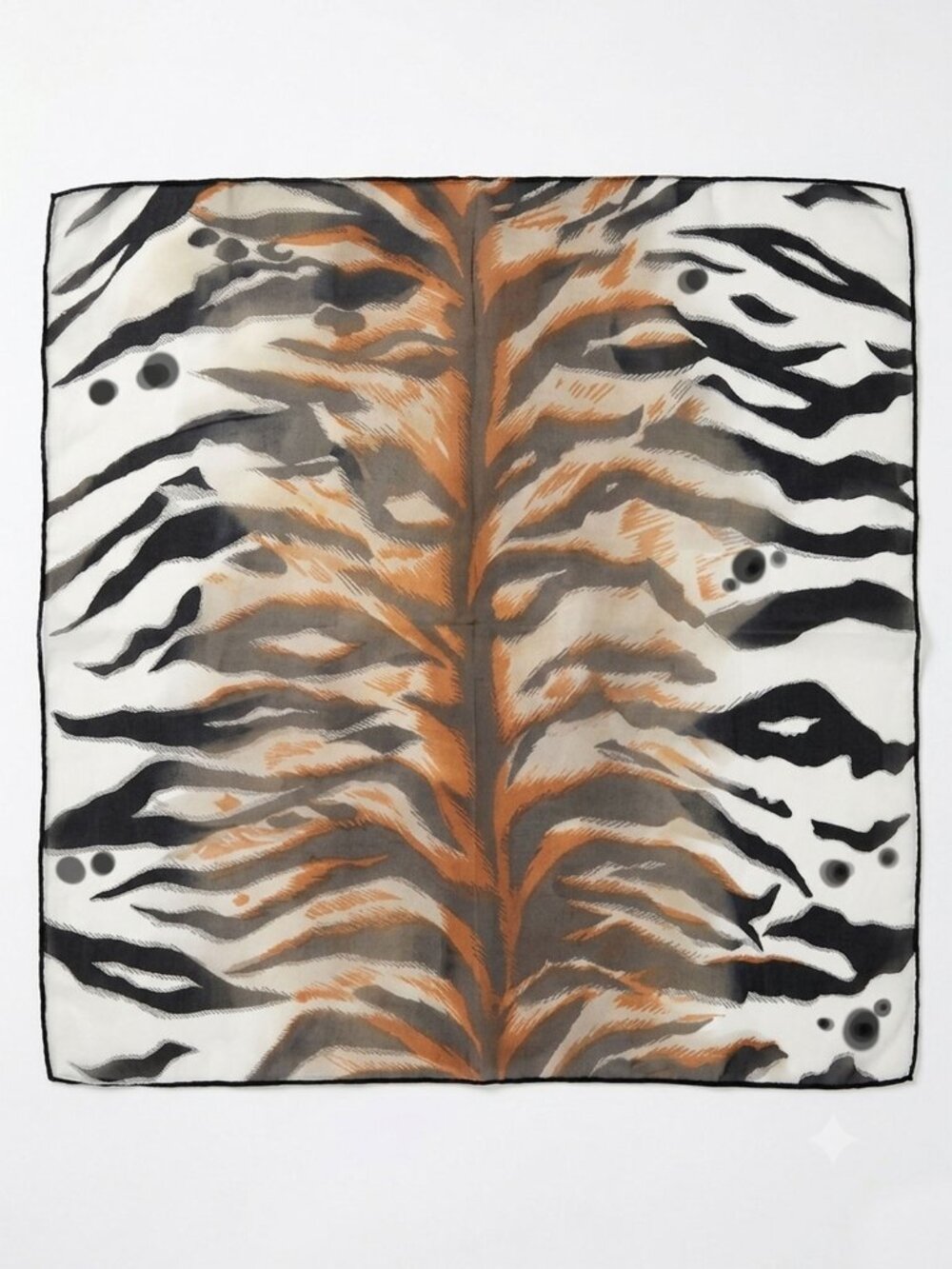 Vintage Sheer Tiger Print Square Neck Scarf 20x20 Animal Stripe Chiffon Bandana